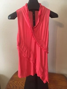 Blusa sin mangas para mujer Rafaella talla M mediana con detalle de volantes rosa 100 % rayón - Imagen 1 de 5