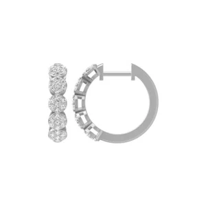 10K White Gold Lab Grown Diamond Composite & Cluster Hoop Earrings for Women - Picture 1 of 7