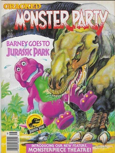 CRACKED MONSTER PARTY # 21 MAGAZINE 1993 BARNEY GOES TO JURASSIC PARK - Picture 1 of 2