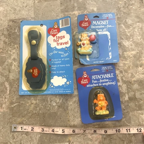 Vintage Care Bears Lot Secret Bear Magnet Attachable Figure Keychain Travel Tag! Cover