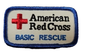 Red Cross Basic Rescue patch, 2 3/4" X 1 1/2" rectangle embroidered Sew On Patch - Picture 1 of 6