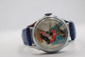 1950 Muros Watch Factory Annie Oakley Animated Watch Swiss Made 32mm - Picture 1 of 6
