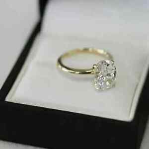 2 Ct Oval Simulated Diamond Women Solitaire Engagement Ring 925 Starling Silver
