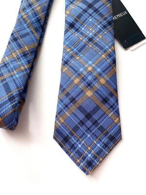 Corbata Daniel Cremieux Cuello Nueva con Etiquetas Seda y Algodón Hecha en Italia Ajustada Ajustada Corbata Azul Foto 1 de 3