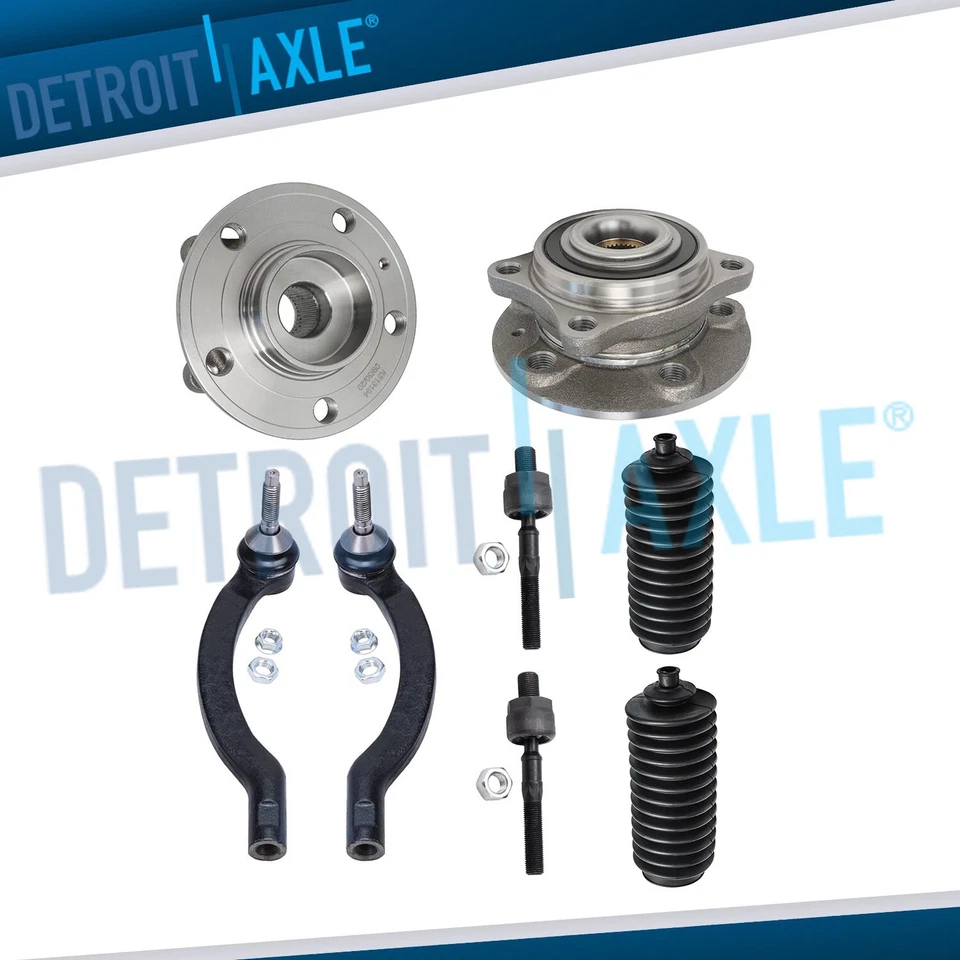 8pc Front Wheel Hub Bearing + Inner Outer Tierod for 2001-2006 Volvo S60 S80 V70 - Image 1 of 4