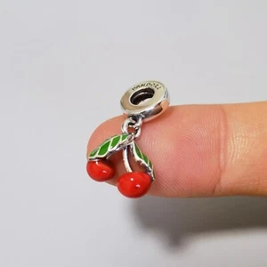 Authentic Pandora Silver Asymmetrical Cherry Fruit Dangle Charm 791583C01 - Picture 1 of 4