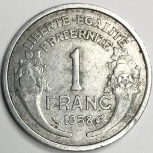 1958 France 1 Franc - (XF) KM#885a (light) - Aluminium - F1F58X - Picture 1 of 3