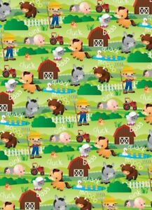 FARM ANIMALS GIFT WRAPPING PAPER - 4 sheets - - childrens girls boys - WRAP 