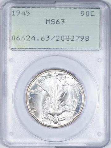 1945 PCGS MS63 RATTLER HOLDER Uncirculated Silver Walking Liberty Half Dollar Cover