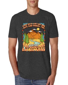 Camiseta Life Was Meant For Great Adventures Mountains Hombre Premium Tri Mezcla - Imagen 1 de 15