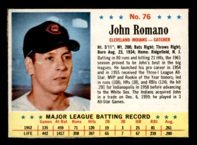 1963 Post Baseball #76 Johnny Romano VG *e2 - Image 1 of 2