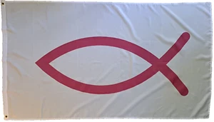 Fish Ichthys Christian Polyester 5'x3' Flag - LAST FEW - Picture 1 of 4