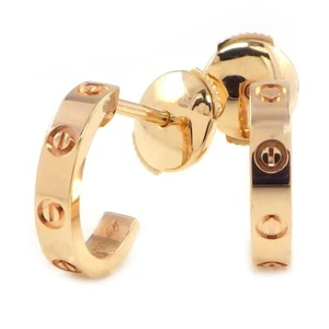 Cartier Pierced Earrings Love Hoop SM B8029000 Mini Vis 750(18K) Rose(Pink) Gold - Picture 1 of 11