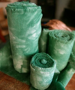 Cinta de lino teñida con corbata verde 5 yardas - Elige 1,5", 2,5" o 4" - Imagen 1 de 6