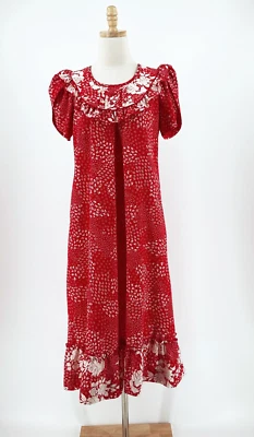 VTG 70s Liberty House Hawaiian Maxi Dress Small? Tropical Muumuu Ruffle Floral - Image 1 of 4