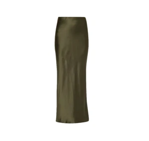 NWT Frame Column Maxi Skirt Womens XL Green Surplus Silk Elastic Waist Long NEW - Picture 1 of 12