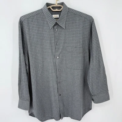 Brioni Mens Plaid Gray Button Down Long Sleeve Shirt 100% Cotton Size XL Italy - Image 1 of 4