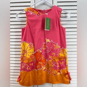 Lilly Pulitzer size 7 little Lilly pink salmon Ella Pink & green Dress NWT - Picture 1 of 8