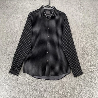 C-LAB NYC Shirt Mens Large Black 4 Way Stretch Floral Slim Fit Office Work - Image 1 of 4