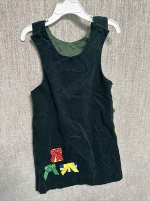 Vestido Pana Navidad Verde Regalos Niñas Vestido Talla 6 100% Algodón Vintage Foto 1 de 3