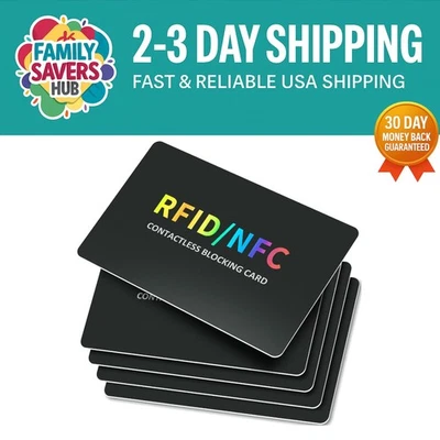 RFID Blocking Card – NFC Contactless Credit Debit Card Protector (5 Pack) - Image 1 of 4