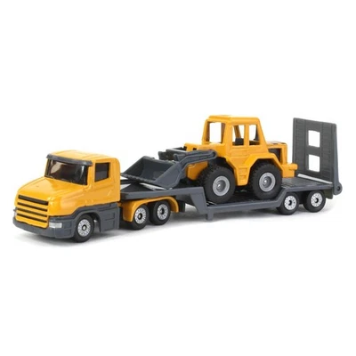Yellow Semi Truck with Low Loader Trailer and Yellow Loader by SIKU 1616 - Image 1 of 4