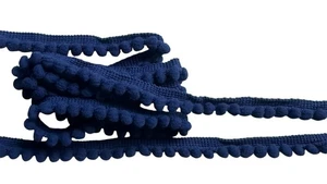 navy color baby pom pom trim 1/2-inch-wide price for 1 yard - Picture 1 of 2
