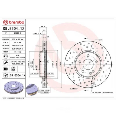Дисковый тормоз ротор подходит 1996-2004 Mercedes-Benz CLK320, E320 CLK430 E430 BREMBO NO - Изображение 1 из 4