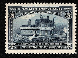 OPC 1908 Canada 5c Quebec Tercentenary Sc#99 Mint No Gum 51289 - Picture 1 of 2
