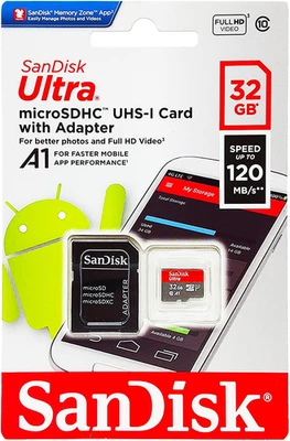 Tarjeta de memoria Ultra Microsdhc UHS-I de 32 GB con adaptador - 98 Mb/S, C10, U1, Full HD,  Foto 1 de 4