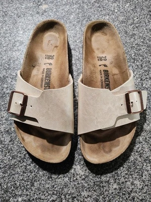 Birkenstock Madrid White Pearl Birko Flor schmale Weite Größe 39. US 8 Damen - Bild 1 von 4