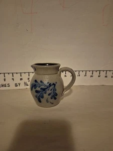 Vintage 3003 Rowe Pottery Works 4” Pitcher Salt Glazed Floral Pattern EUC - Picture 1 of 9