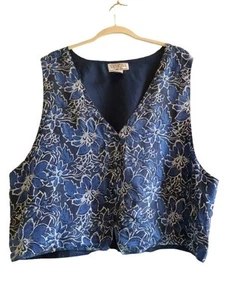 Venezia Damengröße 18/20 blau geblümt Weste 100 % Seide vorne Baumwolle hinten Boho... - Bild 1 von 12