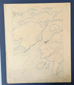 1899 USGS Map Cape Vincent NY Kingston Ontario Canada St. Lawrence River - Picture 1 of 8