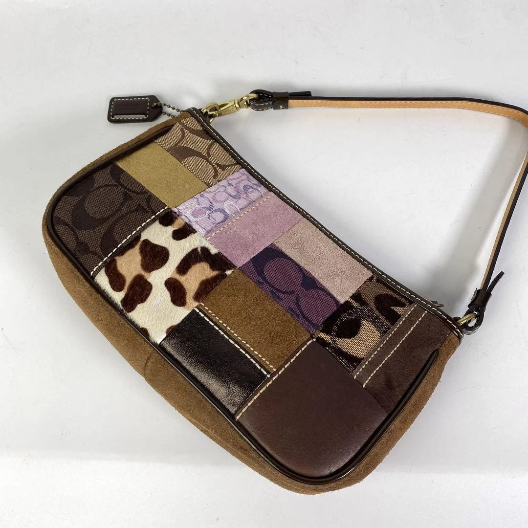 バッグ Coach Patchwork Mini Demi Pouch Handbag Coach Patchwork Mini Demi Pouch Handbag 7071 Used item For Woman