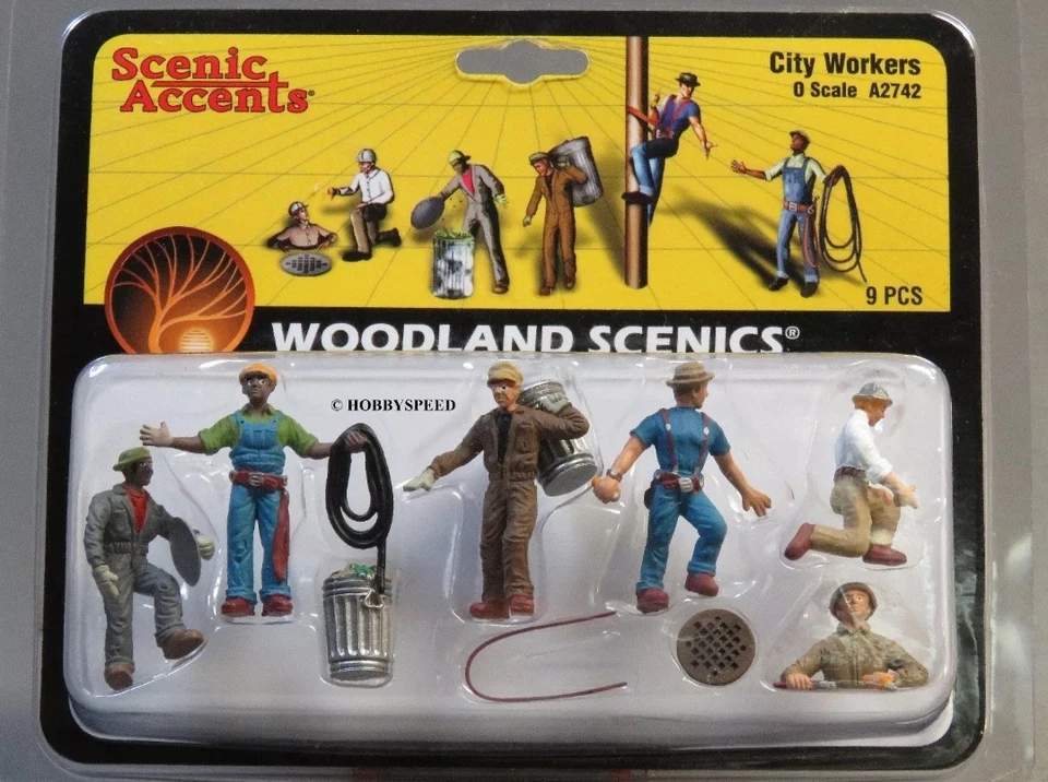 WOODLAND SCENICS O SCALE A2742 CITY MAINTENANCE WORKERS figure people men  - Image 1 of 1