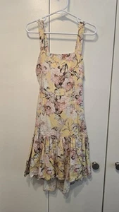 NWT Bardot Junior Yellow Sleeveless Crewneck Pleated Elise Lace Dress Girl 8 - Picture 1 of 8