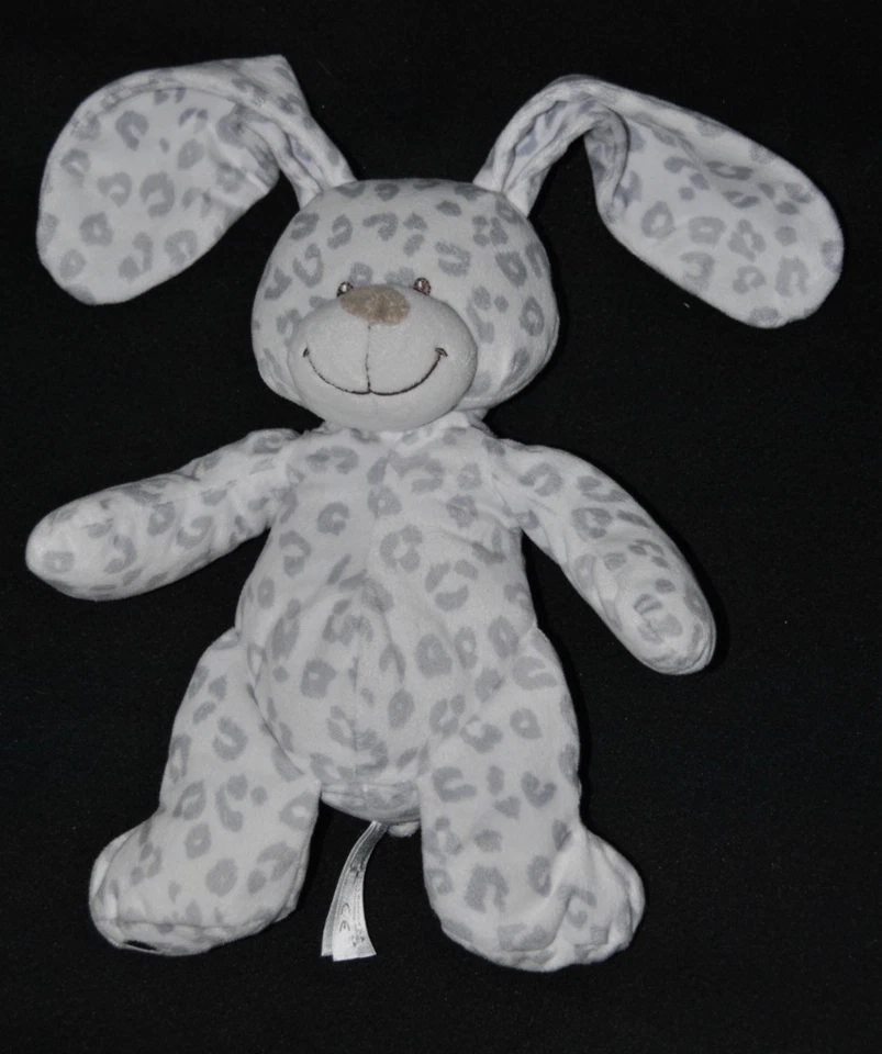 Peluche doudou lapin SIMBA TOYS blanc gris tache léopard 25/40 cm NEUF - Photo 1/1