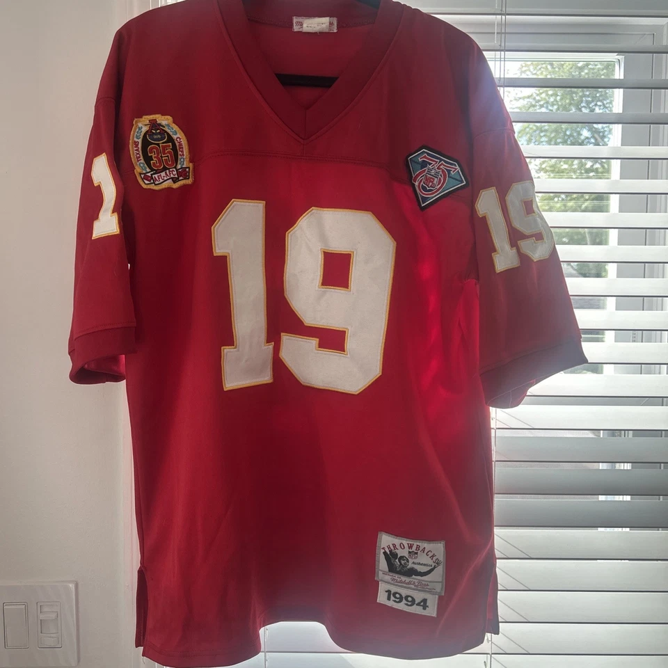 Camiseta deportiva Mitchell & Ness #19 Joe Montana Throwback 1994 KC Chiefs L/XL leer Foto 1 de 4
