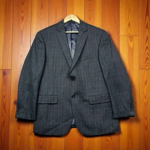 Pronto Uomo Blazer Men 42 Regular Plaid %100 Wool Sport Coat Platinum Two Button - Picture 1 of 19