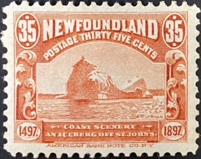 1897 #73 Newfoundland, 'Coastal Scenery Off ST. Johns' Red 35C Stamp, VF MH - Image 1 of 2