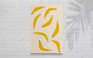 Modern Abstract Banana Wall Art - Minimalist Yellow Canvas Print for Home Decor - Picture 1 of 6