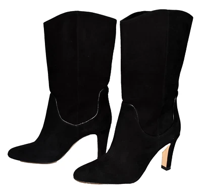 Zara Negro Gamuza Puntera Almendra Tirar de Tacón Alto Botines Eur 40 EE. UU. 9 España Foto 1 de 4