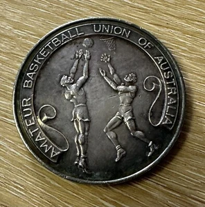 Amateur Basketball Union Of Australia 1954 Championship Medal 1.85 T Oz Silver - Picture 1 of 3