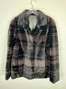 Giacca pelliccia visone a righe reversibile PELLE multicolore donna media NUOVA - Foto 1 di 7