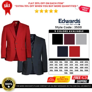 Edwards Garments 3500 Men's Two Button Fully Lined Single-Breasted Blazer Coat - Picture 1 of 7