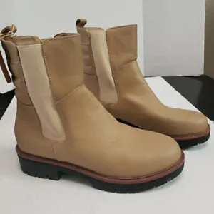 Mia Clara 1.5" Chunky Heel Tan Ankle Boots Sz 9.5 Medium Stretchy Panels 7" Tall - Picture 1 of 9