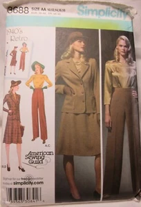 Conjunto de traje retro para dama 3688 patrón simplicidad años 40’s - Imagen 1 de 5