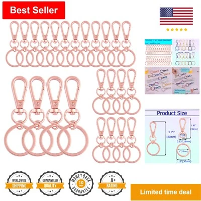 Conjunto de fechos giratórios de garra de lagosta ouro rosa - Gancho de pressão de metal com chaveiro anéis - Imagem 1 de 4