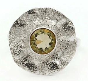 Natural Green Amethyst 925 Solid Silver Ring Sz 6.5, - Picture 1 of 1